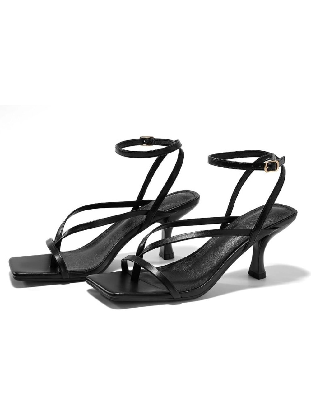 Women's Brown Lace Up Heels Sandal Square Toe Flip Flop Kitten Heel Ankle Strap